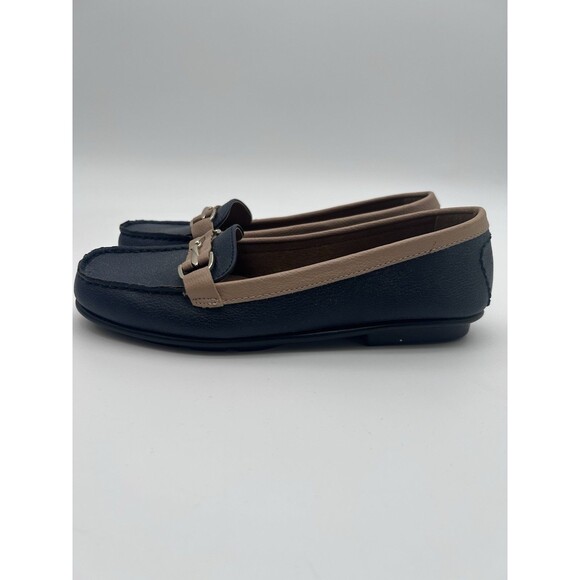 Aerosoles Manuscript Womens 6 Blue Tan Loafers Buckle Comfort Shoes - Picture 5 of 8